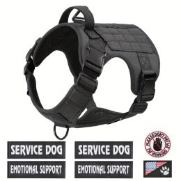 American Local Tactical Pet Boobs Service Dog Harness Vest Adjustable Reflective Dog Harness Metal Buckle Hiking Training (Option: Black-XL)