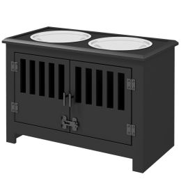 Dog Food Storage Cabinet with Bowls & Dog Feeding Station, Black (Option: Black-680x460x160 mm)