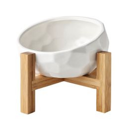 Pet bowl oblique mouth cat bowl food bowl dog bowl method bucket food bowl (Option: White)