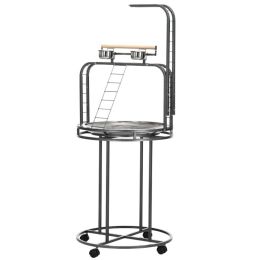 Parrot Stand Large Bird Perch Stand with Toy Hook & 3 Ladders, Parrot Perch, Bird Wooden Stand, Gray (Option: gray-740x740x120 mm)