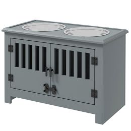 Dog Food Storage Cabinet with Bowls & Dog Feeding Station, Gray (Option: Gray-680x460x160 mm)