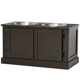 Elevated Dog Bowls with Storage, Two Stainless Steel Bowls for Large Dogs, Coffee (Option: Coffee-700x380x170 mm)